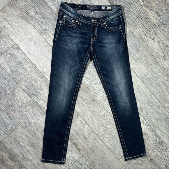 Miss Me Denim - MISS ME Lace & Rhinestone Low Rise Signature Straight Leg Jeans 29